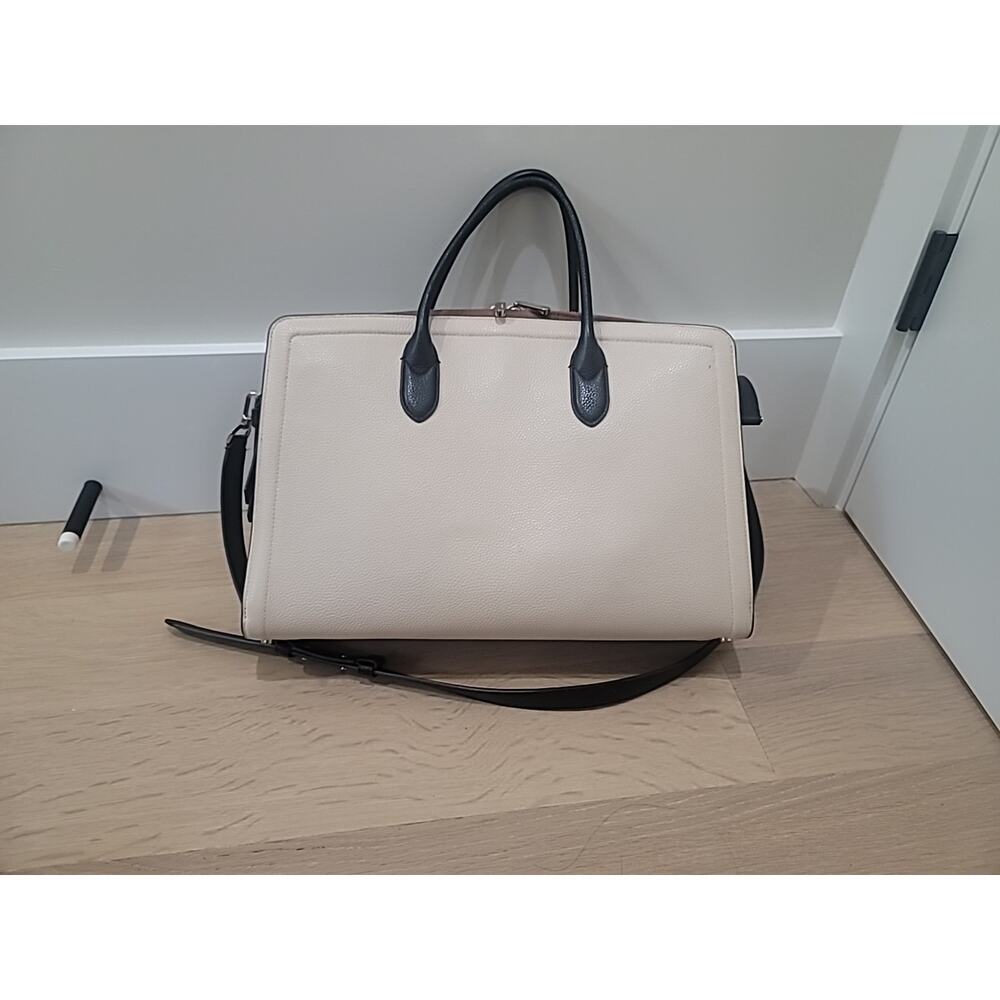 Kate Spade Knott Large Cream Tan Leather Laptop Work Commuter Bag Travel School - Picture 6 of 14